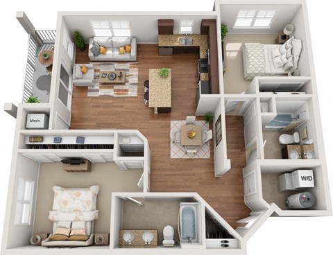 2 bedroom 2 bathroom floorplan
